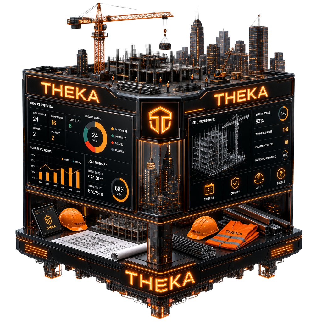 Theka App 3D construction dashboard